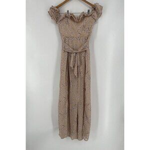 Saint Secrets Jazz Bardot Neckline Split Wide Leg Floral Jumpsuit Blush XS NWT